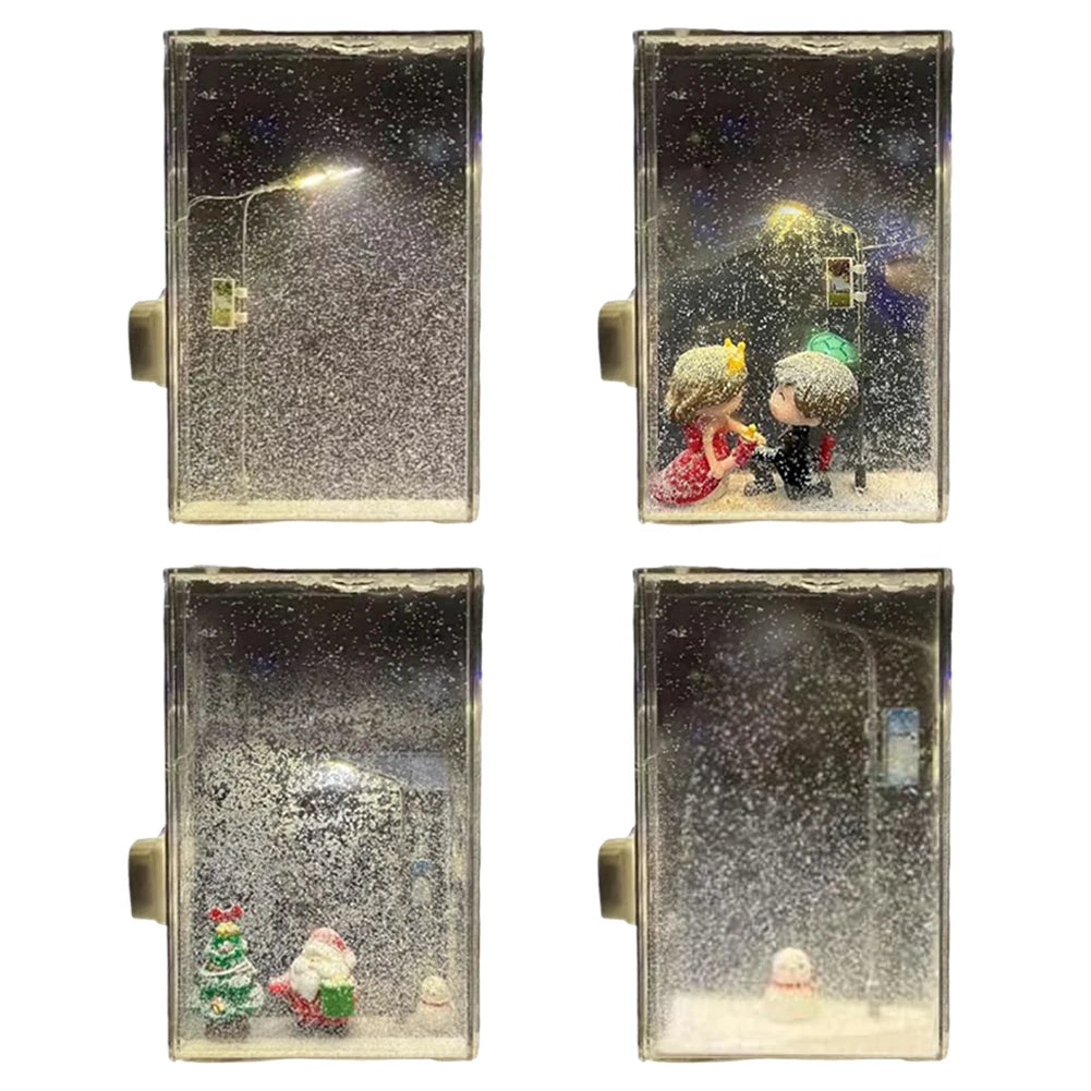 1PC Handmade DIY Material Package Desktop Decor Flowing Small Night Light Snow Scene Street Light Snowy Night Snow Simulation