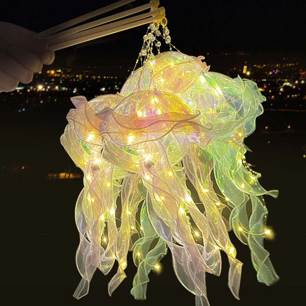 RGB Jellyfish Lamp Colorful Night Light Ocean Inspired Hanging Ceiling Lantern Magical Home Decor Ambient Bedroom Lighting