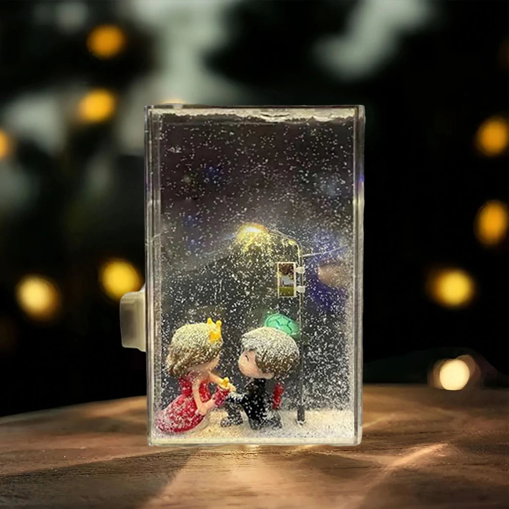 1PC Handmade DIY Material Package Desktop Decor Flowing Small Night Light Snow Scene Street Light Snowy Night Snow Simulation