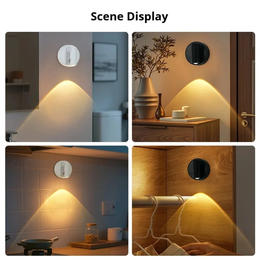 Magnetic Base USB Rechargeable LED Cordless Wall Light with Touch Switch Black White Magnet Dimmable Bedside Lamp for Reading