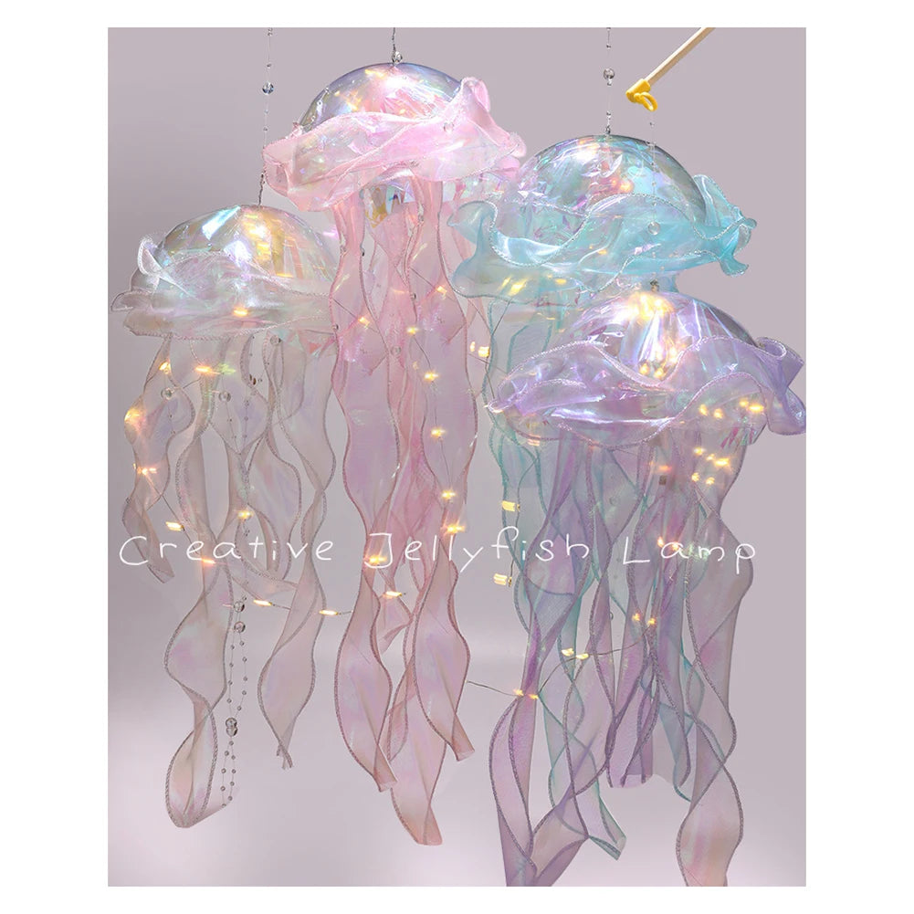 RGB Jellyfish Lamp Colorful Night Light Ocean Inspired Hanging Ceiling Lantern Magical Home Decor Ambient Bedroom Lighting