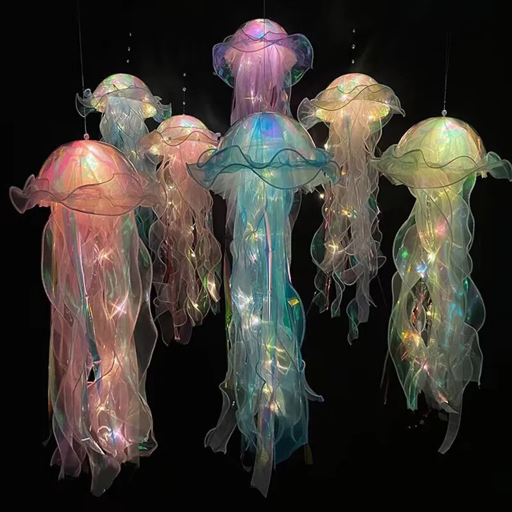 RGB Jellyfish Lamp Colorful Night Light Ocean Inspired Hanging Ceiling Lantern Magical Home Decor Ambient Bedroom Lighting