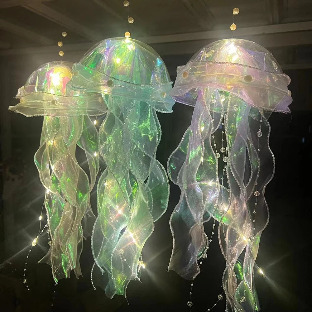 RGB Jellyfish Lamp Colorful Night Light Ocean Inspired Hanging Ceiling Lantern Magical Home Decor Ambient Bedroom Lighting