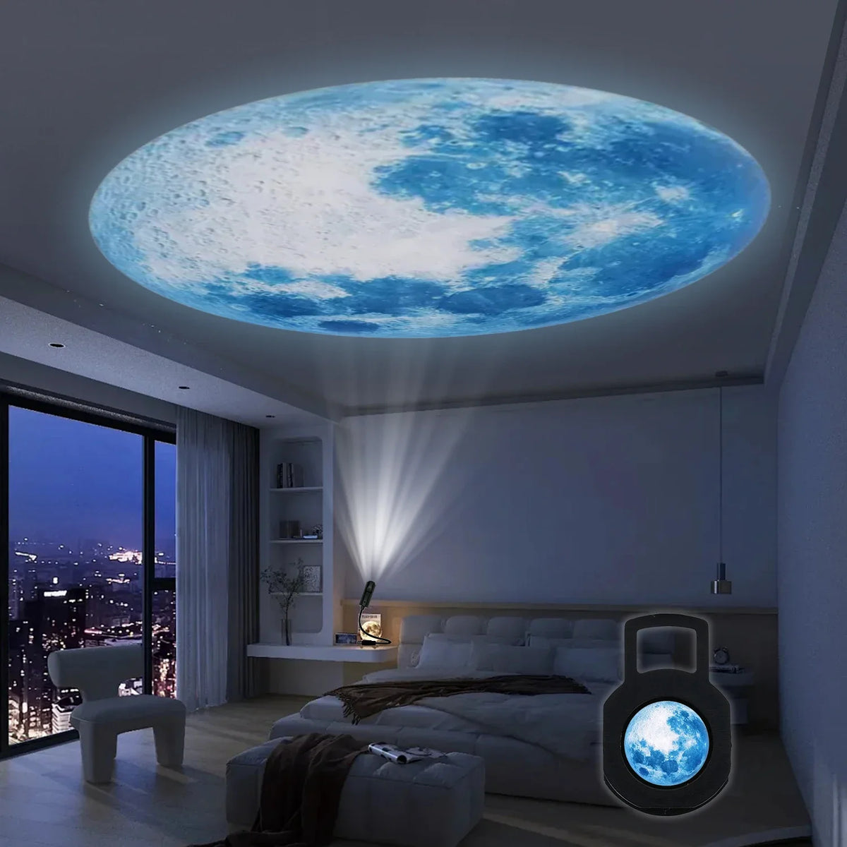 Rechargeable Star Projector Lamp Rotating Moon Night Light 360° USB LED Planet Projection Lamp Romantic Bedroom Decor Gifts