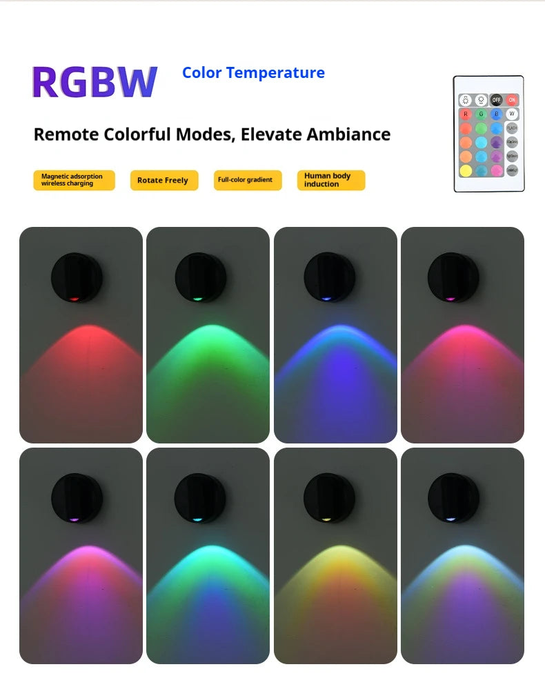 Magnetic Base USB Rechargeable LED Cordless Wall Light with Touch Switch Black White Magnet Dimmable Bedside Lamp for Reading