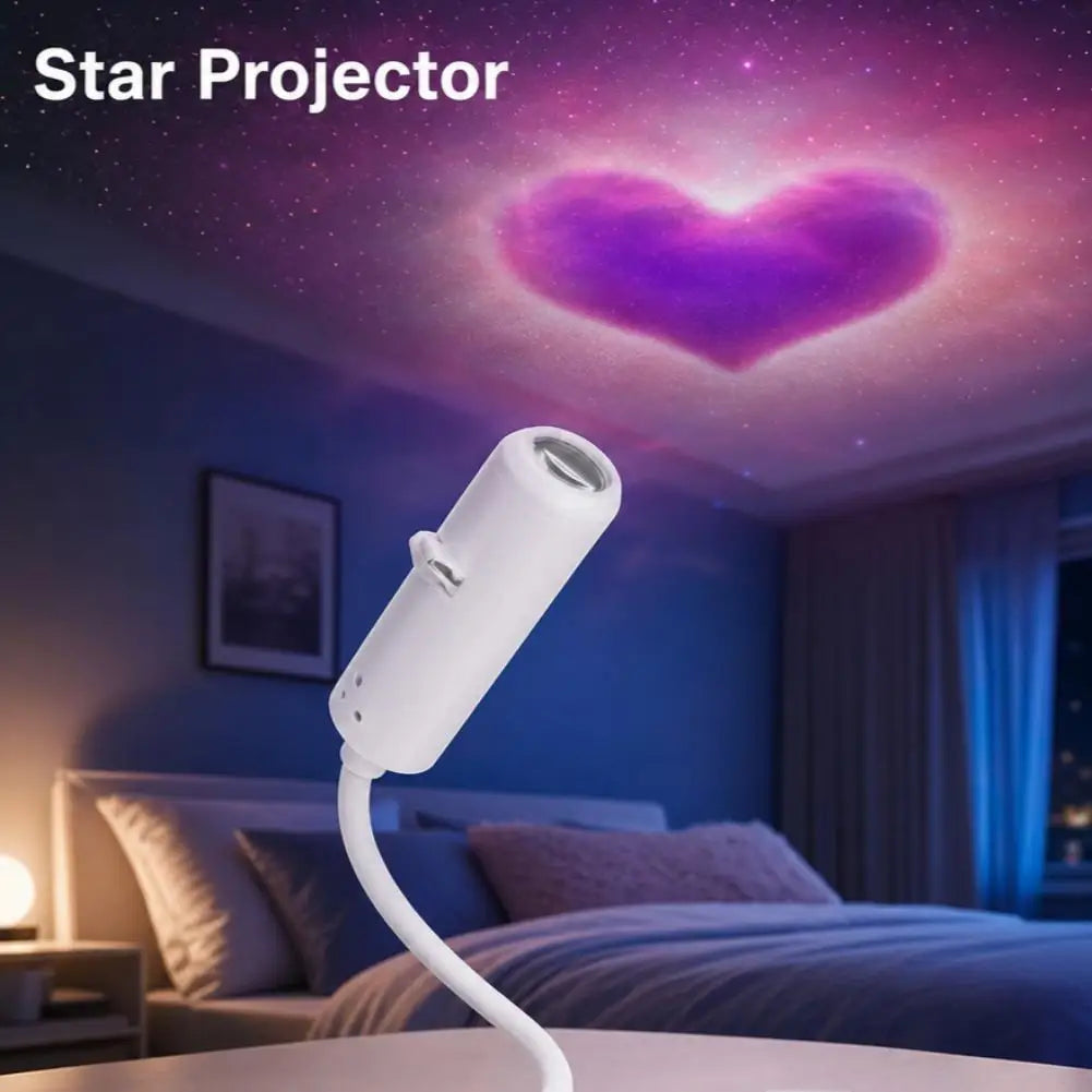 USB 360° Adjustable Starry Sky Galaxy Projector Lamp Focus Adjustable Moon Night Light Romantic Atmosphere Light Bedroom Car Wed