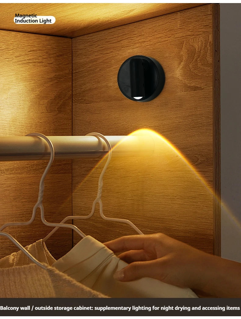 Magnetic Base USB Rechargeable LED Cordless Wall Light with Touch Switch Black White Magnet Dimmable Bedside Lamp for Reading