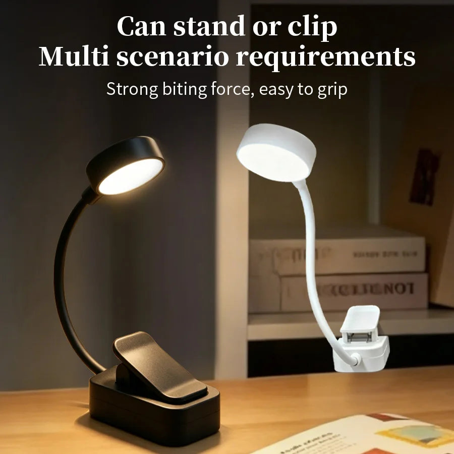 LED Desk Lamp Clip on Reading Light Rechargeable USB 3 Modes Eye Protection Flexible Table Lamp for Bedroom Study Dorm Bedside