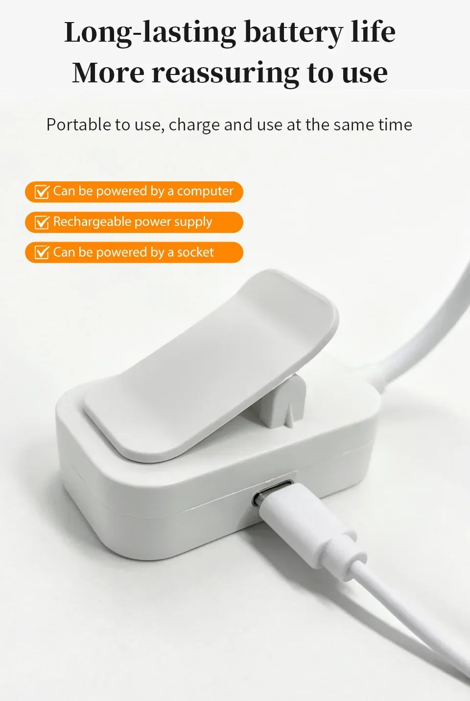 LED Desk Lamp Clip on Reading Light Rechargeable USB 3 Modes Eye Protection Flexible Table Lamp for Bedroom Study Dorm Bedside