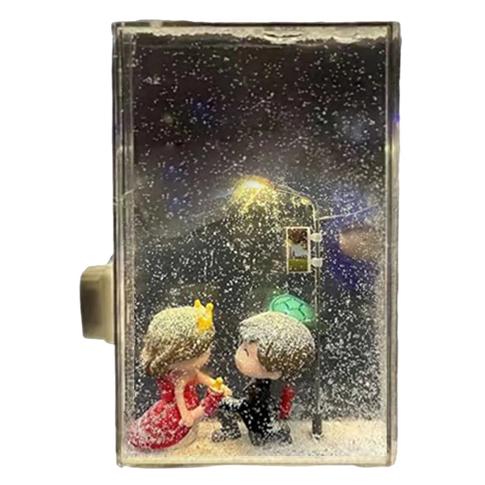 1PC Handmade DIY Material Package Desktop Decor Flowing Small Night Light Snow Scene Street Light Snowy Night Snow Simulation