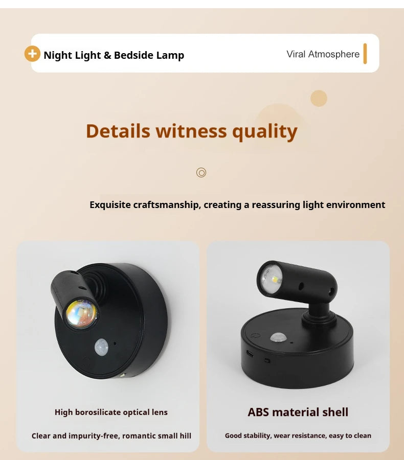 Magnetic Base USB Rechargeable LED Cordless Wall Light with Touch Switch Black White Magnet Dimmable Bedside Lamp for Reading