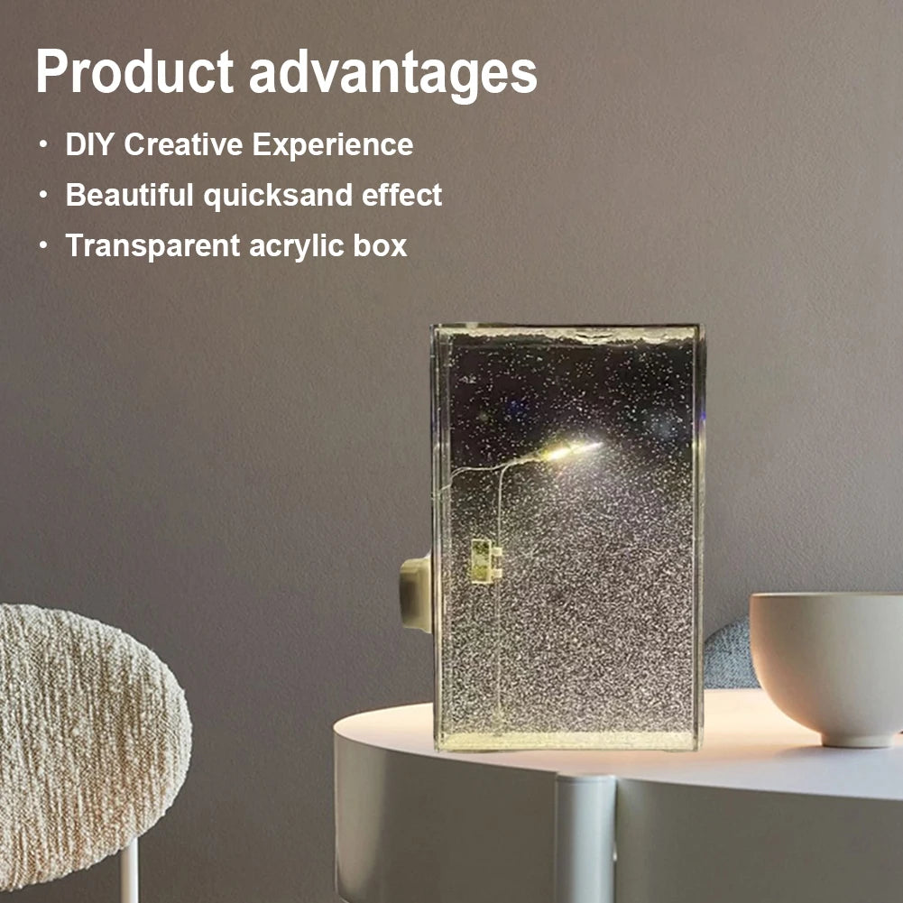 1PC Handmade DIY Material Package Desktop Decor Flowing Small Night Light Snow Scene Street Light Snowy Night Snow Simulation