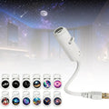 USB 360° Adjustable Starry Sky Galaxy Projector Lamp Focus Adjustable Moon Night Light Romantic Atmosphere Light Bedroom Car Wed