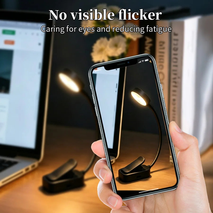 LED Desk Lamp Clip on Reading Light Rechargeable USB 3 Modes Eye Protection Flexible Table Lamp for Bedroom Study Dorm Bedside