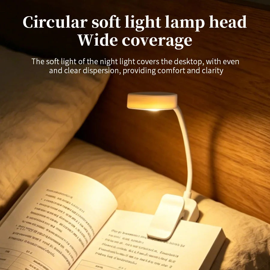 LED Desk Lamp Clip on Reading Light Rechargeable USB 3 Modes Eye Protection Flexible Table Lamp for Bedroom Study Dorm Bedside